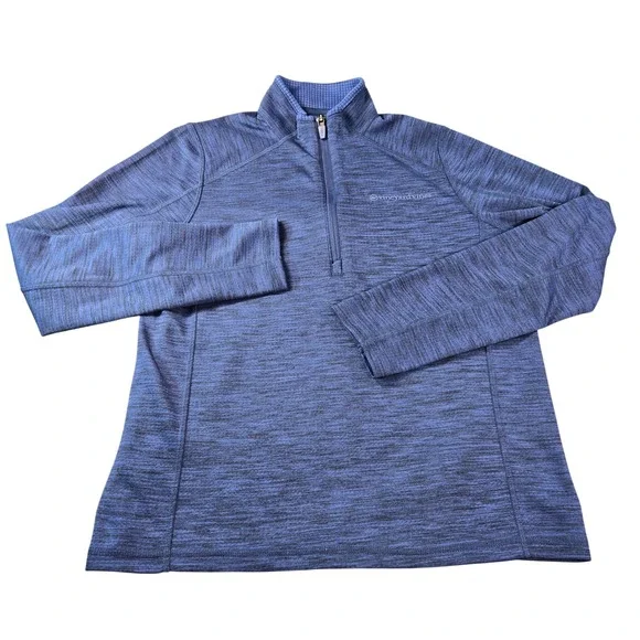 Vineyard Vines Performance Women's Blue Space Dye Quarter Zip Pullover L 3K1153 - Picture 2 of 8